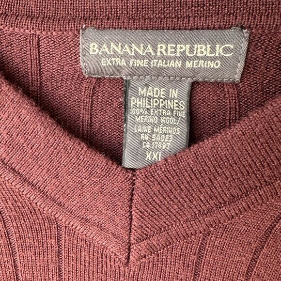 Banana Republic Men’s Sweater V Neck Maroon Size XXL - Picture 3 of 3